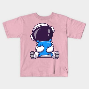 Cute Astronaut Sleeping With Pillow Cartoon Kids T-Shirt